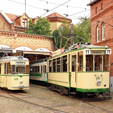 Historische Straßenbahnflotte auf dem Museumsdepot in Sudenburg (Foto: IGNah)